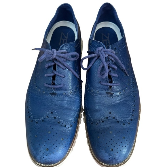 Cole Haan ZEROGRAND Wingtip Oxford Shoes in Blue Leather Sz 13 main image 11